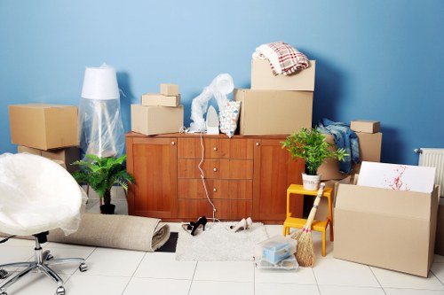 Removal team preparing flat moving equipment in Aldersbrook